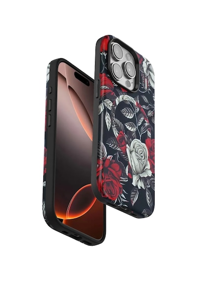 Onegif Apple İphone 15 Pro Max Flower Series Magsafe Kapak - Siyah Arka Kapak