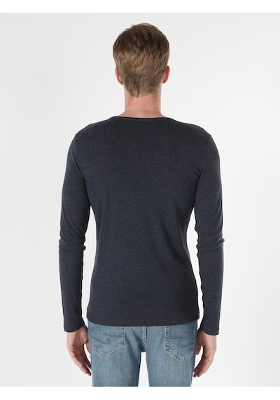 Colin's Colins Slim Fit Placket Neck Erkek Mavi Uzun Kol Tişört Cl1022847 001