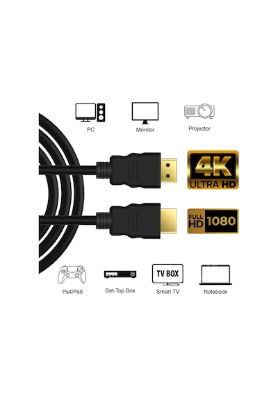 Hdmi Kablo 4K 3D Ağ Destekli 60Hz 18G Bps Ultra HD - 50cm