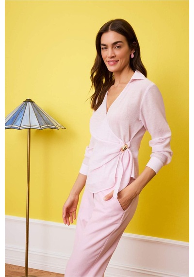 Defacto Regular Fıt Wrap Yaka Dokulu Uzun Kollu Bluz H0776ax26sppn343 Pembe-pn343
