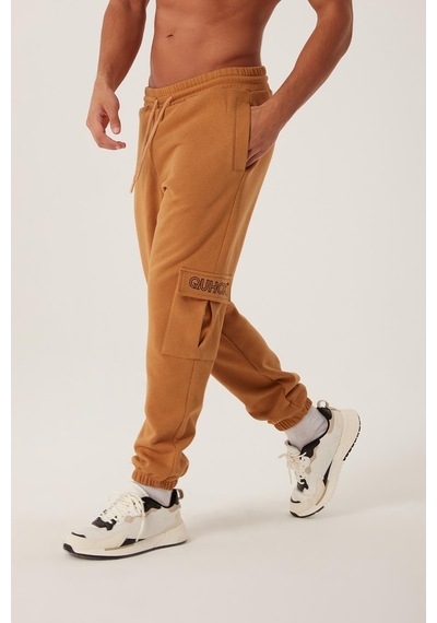 Quhox Erkek 3 İplik Jogger Eşofman Altı Kahverengi