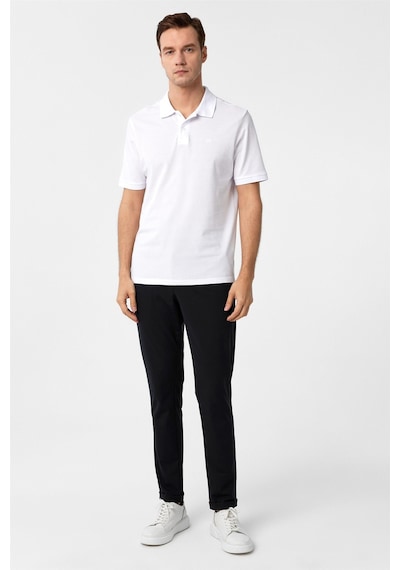 Süvari Beyaz Regular Düz Polo Yaka Tişört-37396 Beyaz
