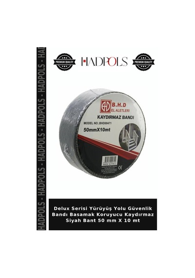 Delux Serisi Yürüyüş Yolu Güvenlik Bandı Basamak Koruyucu Kaydırmaz Siyah Bant 50 Mm X 10 Mt