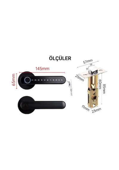 Şifreli Kartlı Telefondan Kontrol Pvc Alüminyum Ahşap Uyumlu Parmak İzli Akıllı Kapı Kolu Tt Lock