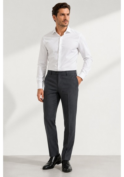 Bihan Store Erkek Regular Fit Kumaş Pantolon - Rahat Kesim, Esnek Kumaş, Pilesiz 008-füme