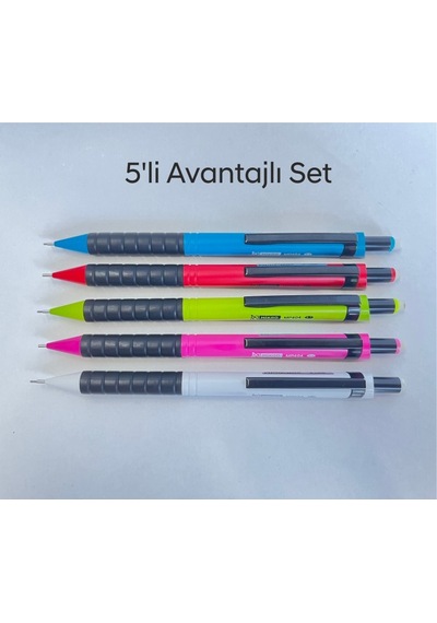 Mikro Mp404 Karışık Renk 0.5 Uçlu Silgili Versatil Kurşun Kalem 5 Li Set Çok Renkli
