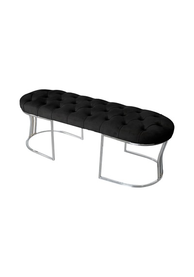 VİEGO SILVER SİYAH -Kapitoneli Model Puf&Bench&Koltuk-Oturak-Uzun Makyaj Puff-Yatak Odası Ucu&Önü