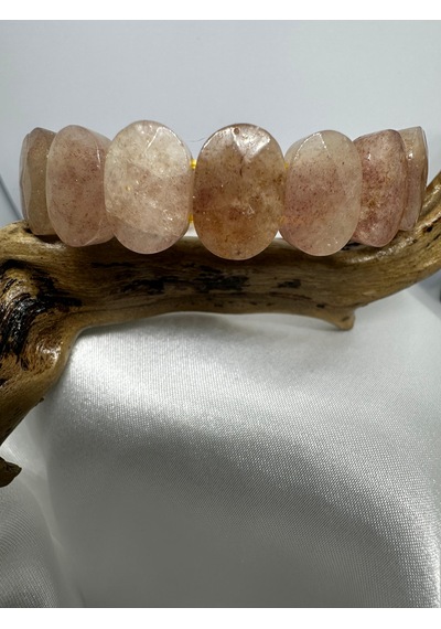 Çilek Kuvars Doğal Taşlı Bileklik Açık Pembe