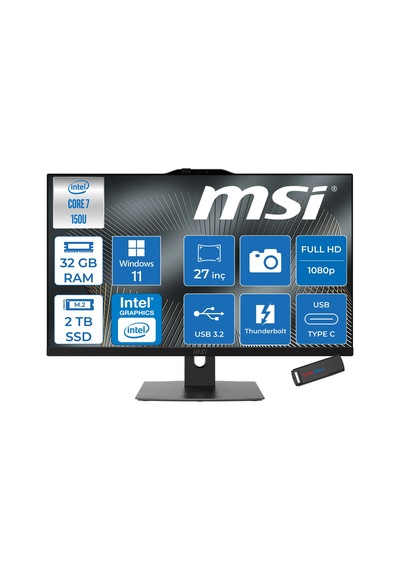 MSI MODERN AM272P 1M-1205XTRH14 Core 7 150U 32 GB 2 TB SSD 27" W11H AIO Masaüstü Bilgisayar