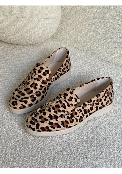 Erva'nın Butiği Leopar Saten Liona Püsküllü Kadın Loafer-5632