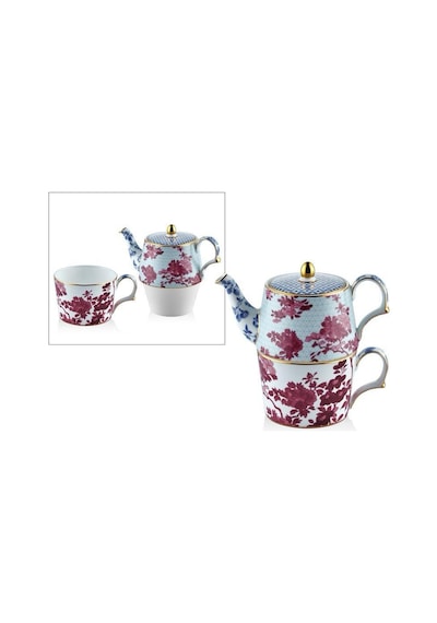 Lamedore Tea Delight Tek Kişilik Demlikli Fincan Seti Kırmızı