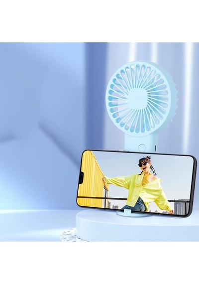 Mini Fan,telefon Tutucu,portatif El Vantilatörü Mavi 9,3x19cm