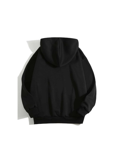 Clayes Minimal Kalp Sweatshirt - Siyah Baskılı Oversize Kapüşonlu Siyah