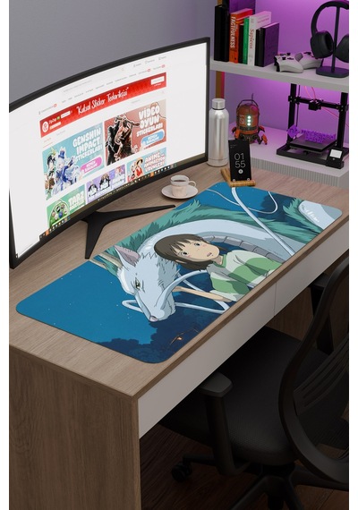 Spirited Away Kaymaz Dikişli Kauçuk Oyuncu Mousepad V3 - 90x40 Xxl Gaming Mouse Pad Fare Altlığı