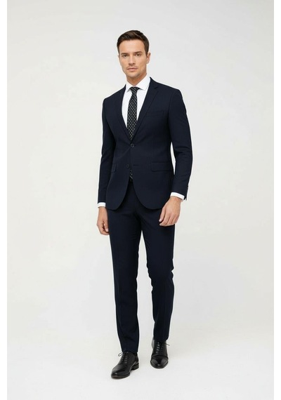 İgs Erkek Lacivert Slim Fit Dar Kalıp Klasik Takım Elbise-23993