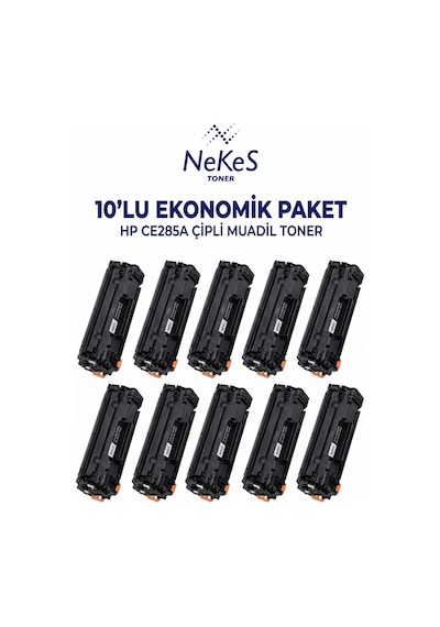 Nekes Toner Hp Ce-285a 85a Siyah Uyumlu  Toner 10' Lu Paket - Çipli / Ce285a