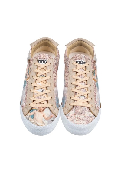 Kadın Vegan Deri Bej Sneakers - Angel's Dream Tasarım Çok Renkli
