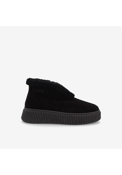 Nero Black Bot Kadın 40g8 Frau Waxyfur Desert Boot Wıth Fur On Platform siyah