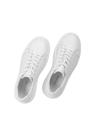 Erkek Beyaz Kalın Tabanlı Deri Sneaker