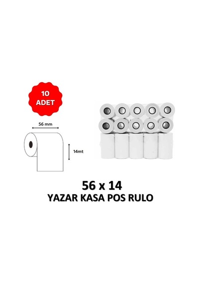 Okur Yazar Kasa Pos Rulosu 56mm X 14mt - 10 Adet