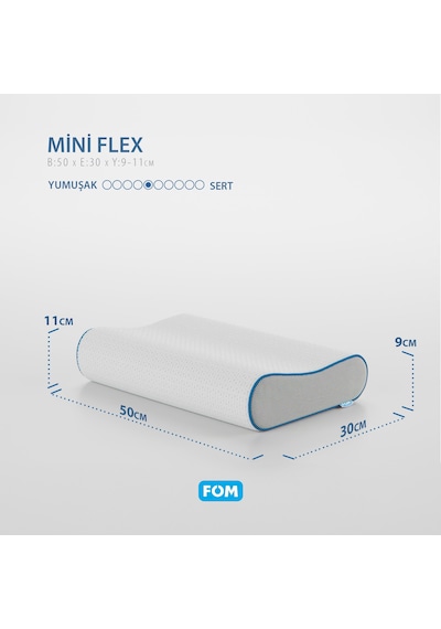 FOM Mini Flex Visco Çocuk Ve Seyahat Uyku Yastık, Ortopedik 50 x 30 x 11/9 Beyaz