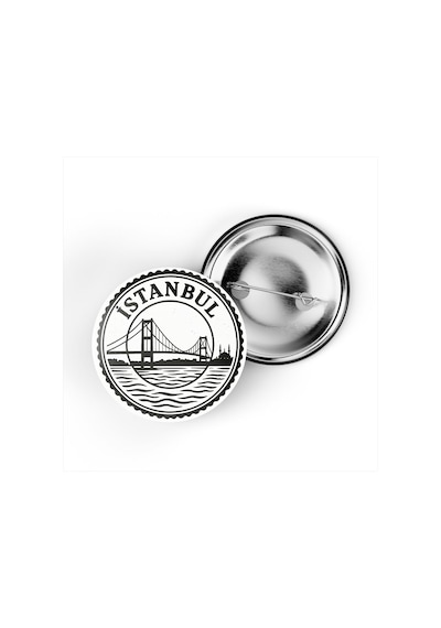 5 Adet İğneli Çanta Rozeti - Boğaziçi - İstanbul - 44 MM Çok Renkli
