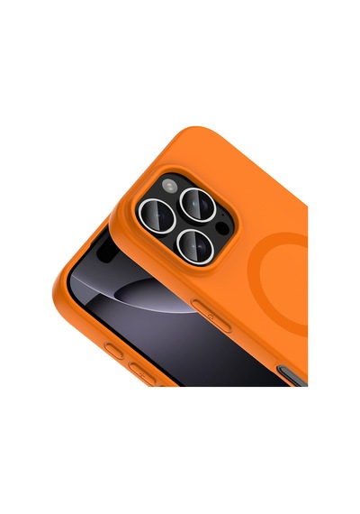 iPhone 16 Pro Max Kılıf M-safe Şarj Özellikli Zore Aris Silikon Kapak - Turuncu