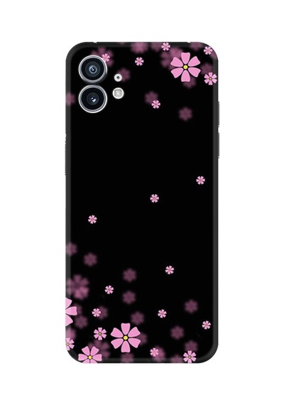 Nothing Phone 2 Kılıf Desenli Silikon Black Flowers 1391