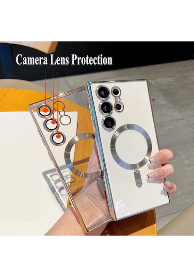 Teknomoda Samsung Galaxy Uyumlu S21 Fe Kılıf Kamera Lens Korumalı Renkli Magsafe Şeffaf Silikon