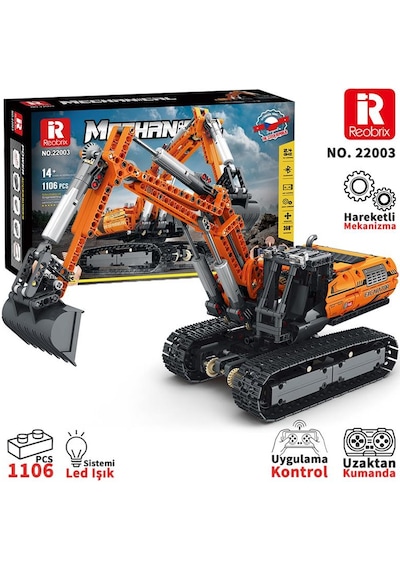 Reobrix Technic 22003 Excavator Kazıcı Kumanda&motorlu Yaratıcı Yapı Blok Seti Building Blocks - 1106 Parça