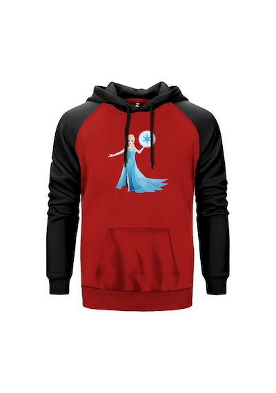 Karlar Ülkesi Elsa Siluet Kırmızı Renk Reglan Kol Sweatshirt Kırmızı
