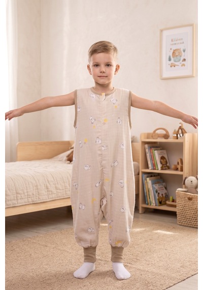 Babymod Müslin 0-5 Tog Kolsuz Kız Erkek Çocuk Uyku Tulumu Bej