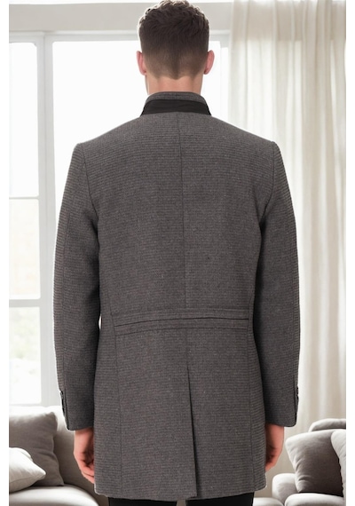 Plt9367 Dewberry Erkek Palto-düz Gri Düz Gri