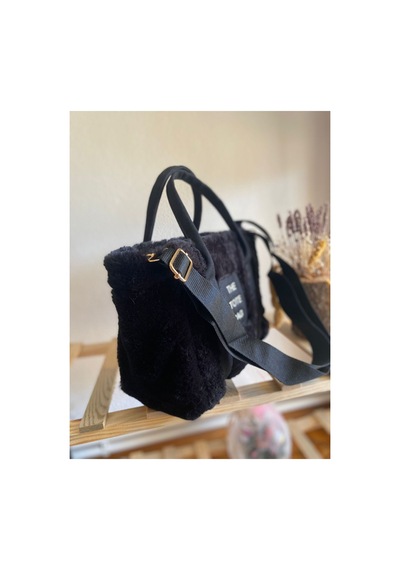 Aksesuar The Tote Bag Peluş Çanta 21x21cm siyah