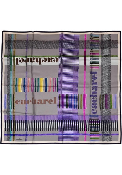 Cacharel İpek Eşarp Twill - 8848313-922 Gri Mor Gri - Mor