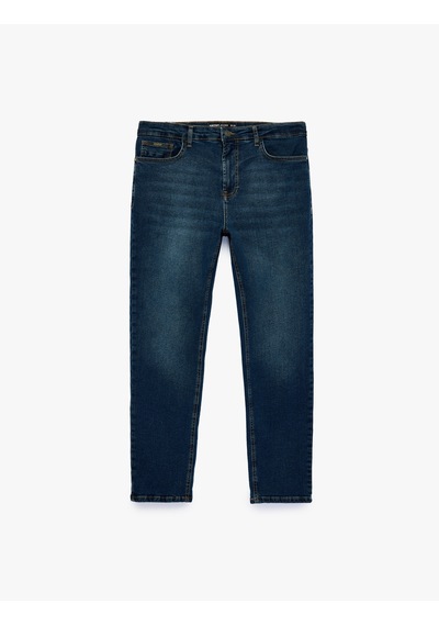 Koton Normal Bel Cepli Pamuklu Tapered Fit Jean Pantolon - Joe Jean Orta İndigo 7wam40317nd