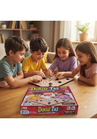 Ahşap Dokuz Taş Oyunu Kırmızı