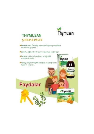 Thymusan Bitkisel Pastil Kekik Zencefil Zerdeçal 24 Lü