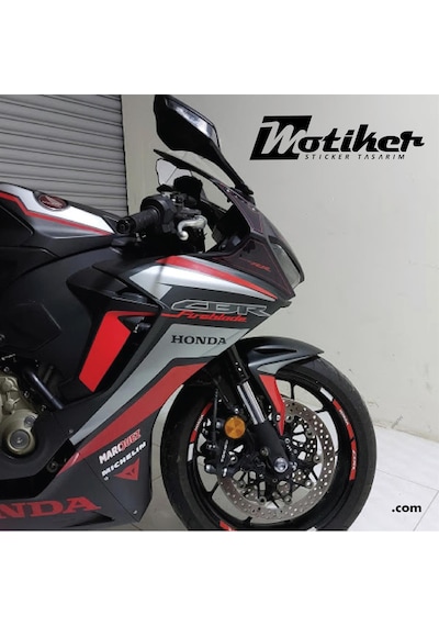 HONDA CBR 1000RR - FIREBLADE Gri Kırmızı Sticker Etiket Modeli