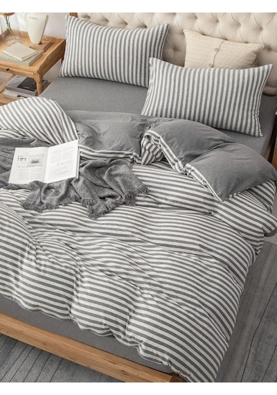 Caqqa Gray Collection Çocuk Ve Genç Tek Kişilik Pamuk Lastikli Nevresim Takımı