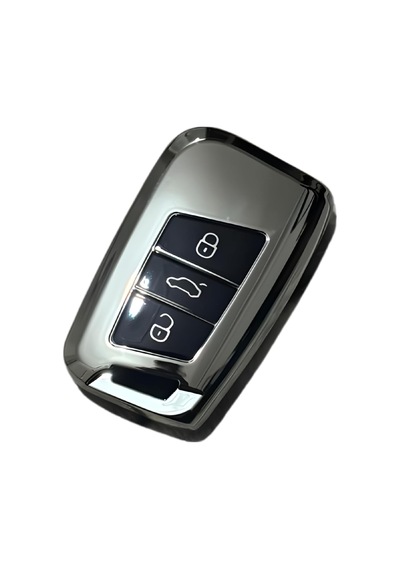 Autohan Keys Volkswagen Passat B8 Uyumlu Akıllı Anahtar Kumanda Kabı Kılıfı, Nano Krom Siyah Re Standart