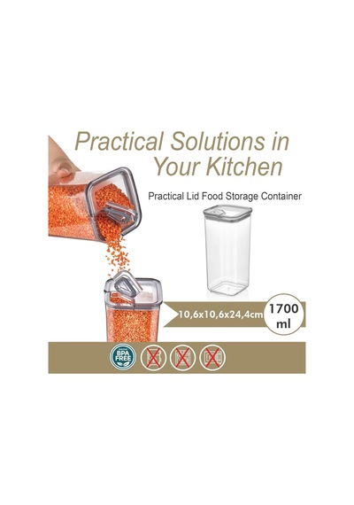 Pratik Kare Saklama Kabı, 3x1700 Ml Genel