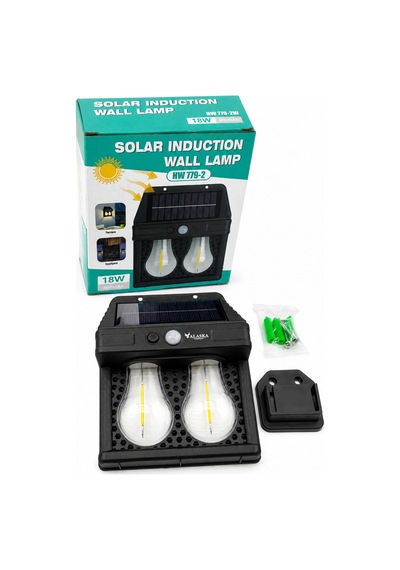 Hw 779-2 Solar Hareket Sensörlü Dış Mekan Bahçe Lambası - 2 Led Retro Filamanlı Duvar Apliği 1 Adet