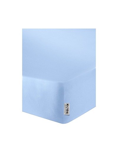 Penye Lastikli Çarşaf, Çift Kişilik , Açık Mavi, %100 Pamuk Örme Kumaş, 130 Gr/m² Açık Mavi