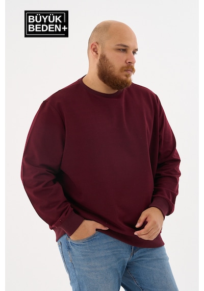Superlife Erkek Büyük Beden Bisiklet Yaka İnce Sweatshirt Regular Fit %64 Pamuklu Spr26bsw956 Bordo