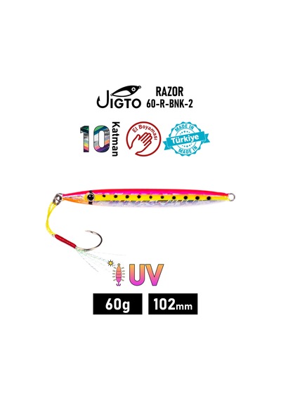 Jig, Zoka, Suni Yem, Glow Uv Metal Jig, 60gr 10cm Razor 60