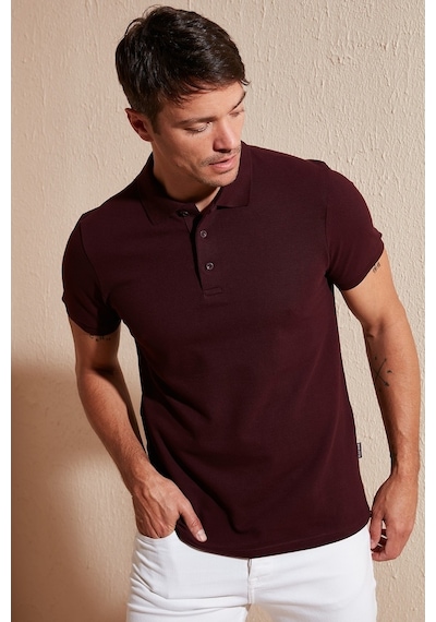 Buratti Pamuklu Regular Fit Düğmeli Erkek Polo Yaka T Shirt 5902127 Vişne