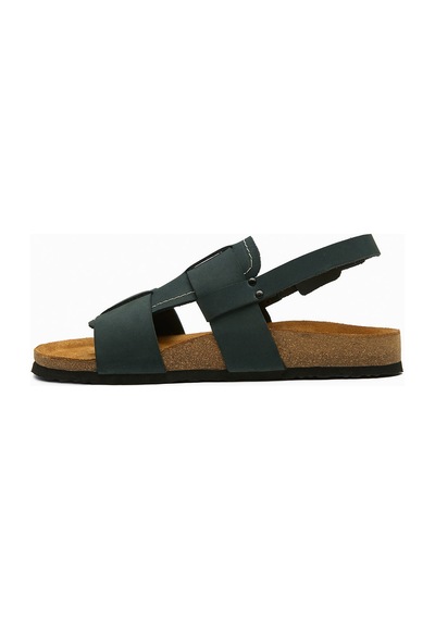 Comfortfusse Likya - Erkek Ortopedik Hakiki Deri Sandalet Lacivert Nubuk Deri