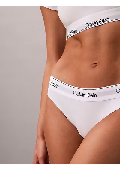 Calvin Klein Kadın Marka Logolu Elastik Bel Bantlı Beyaz Külot Lv00qf8522 100