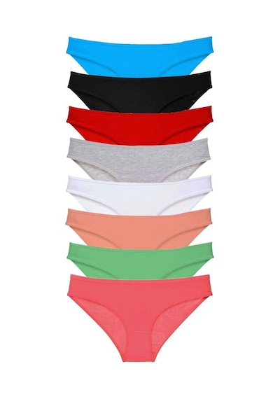 8 Adet Süper Eko Set Likralı Kadın Slip Külot Set 6 Çok Renkli
